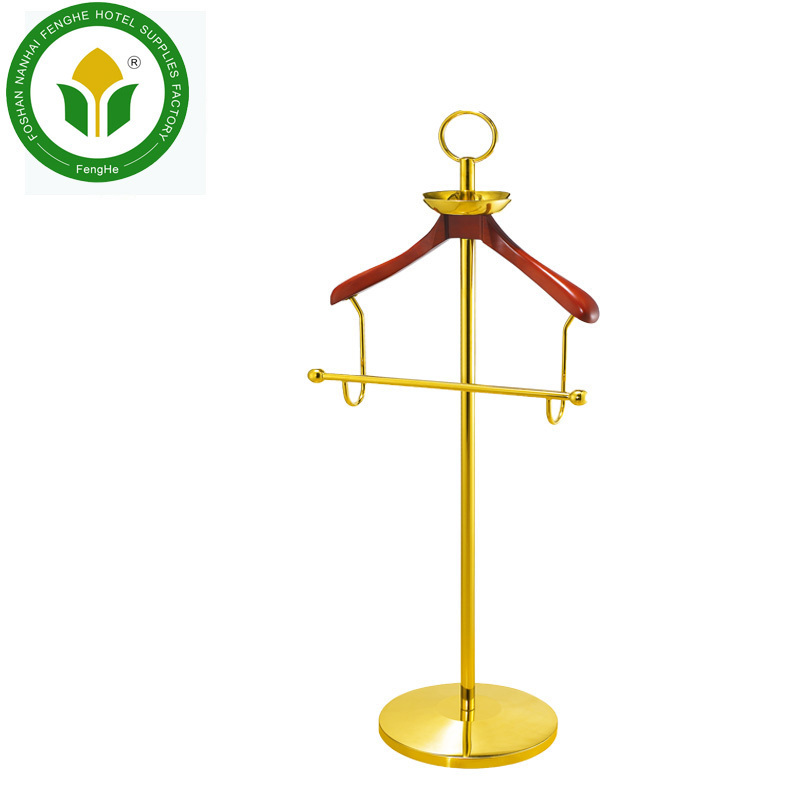 Hotel room vertical antique wooden clothes tree coat hanger stand