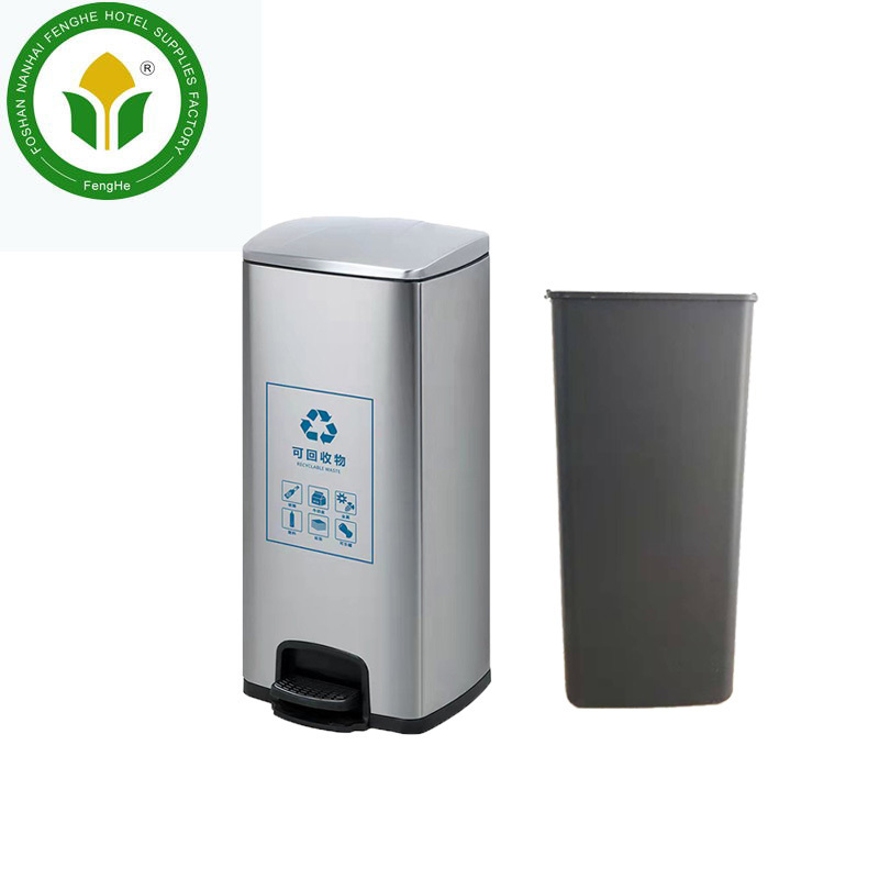 Hotel 30L stainless steel recycle trash waste bin garbage bin pedal bin