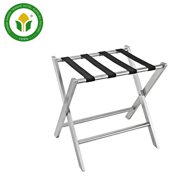 Golden stainless steel folding luggage stand luggage rack for hotel guestroom