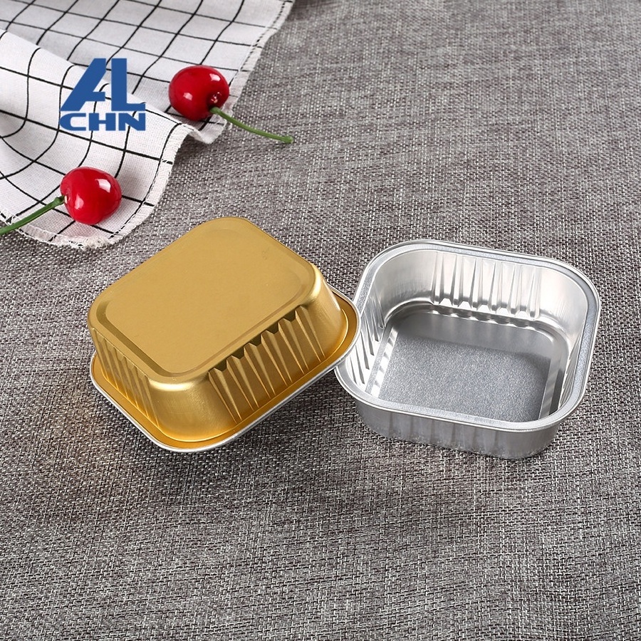 ALCHN 125ml/4oz  Square Gold Wet Food Package Aluminum Foil Containers