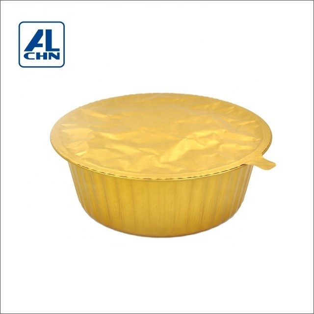 2500ML/85oz  Gold inside,Black outside Round Aluminum Foil BBQ Roasitng Container For Party Food Tray China Supplier