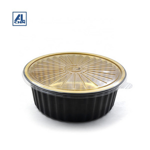 2500ML/85oz  Gold inside,Black outside Round Aluminum Foil BBQ Roasitng Container For Party Food Tray China Supplier