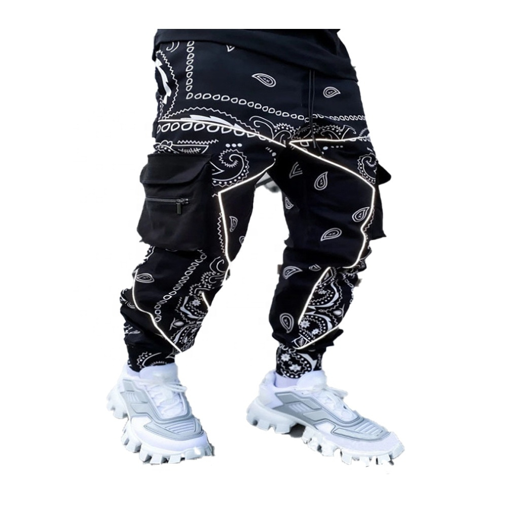 Men's overalls multi-pocket 4XL 5XL hot bandana print plus size trousers casual pants strapped sports pants