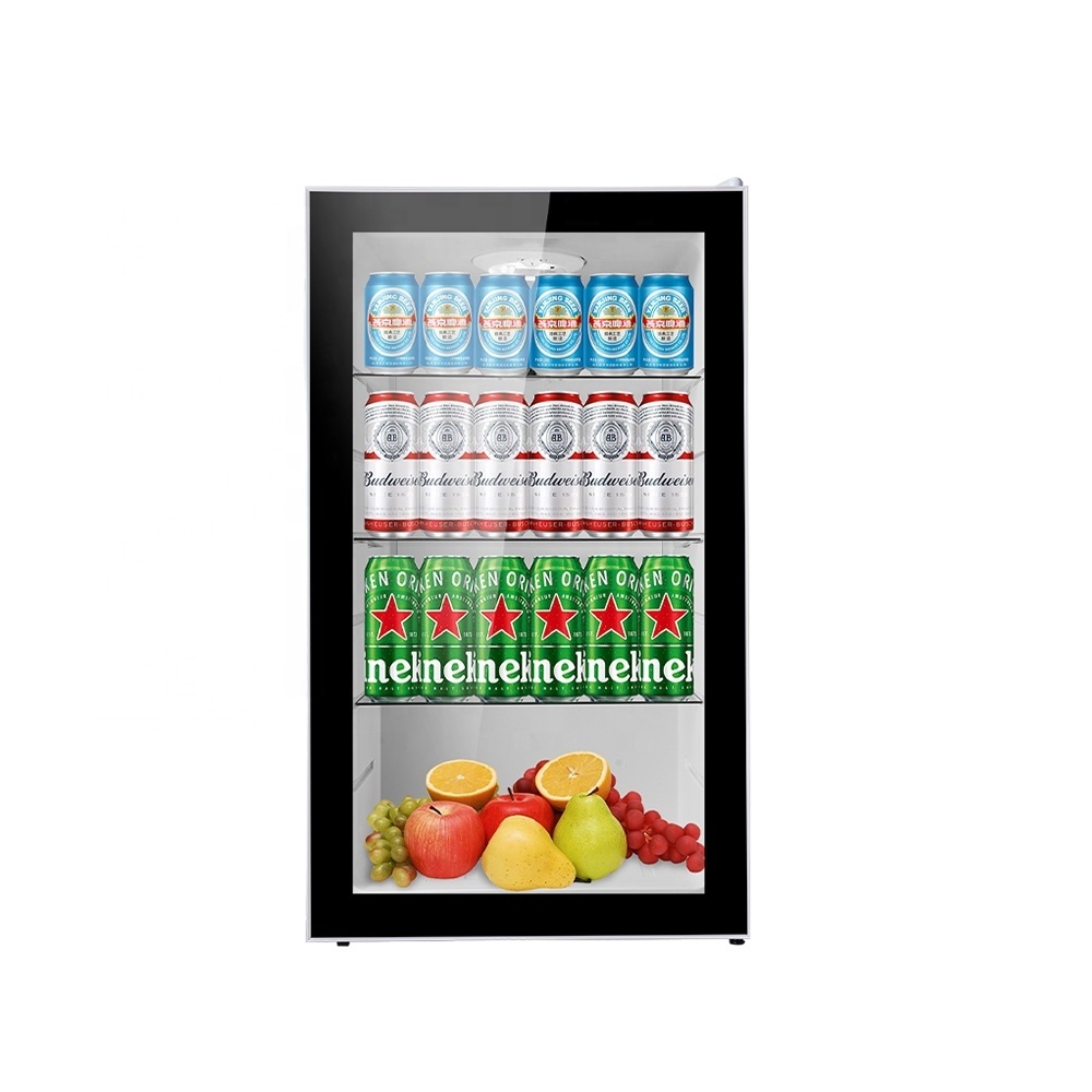 Commercial display 98L glass door portable single door mini fridge freezer for drinks