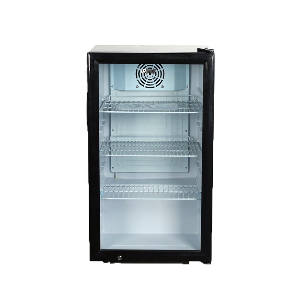 Commercial display 98L glass door portable single door mini fridge freezer for drinks