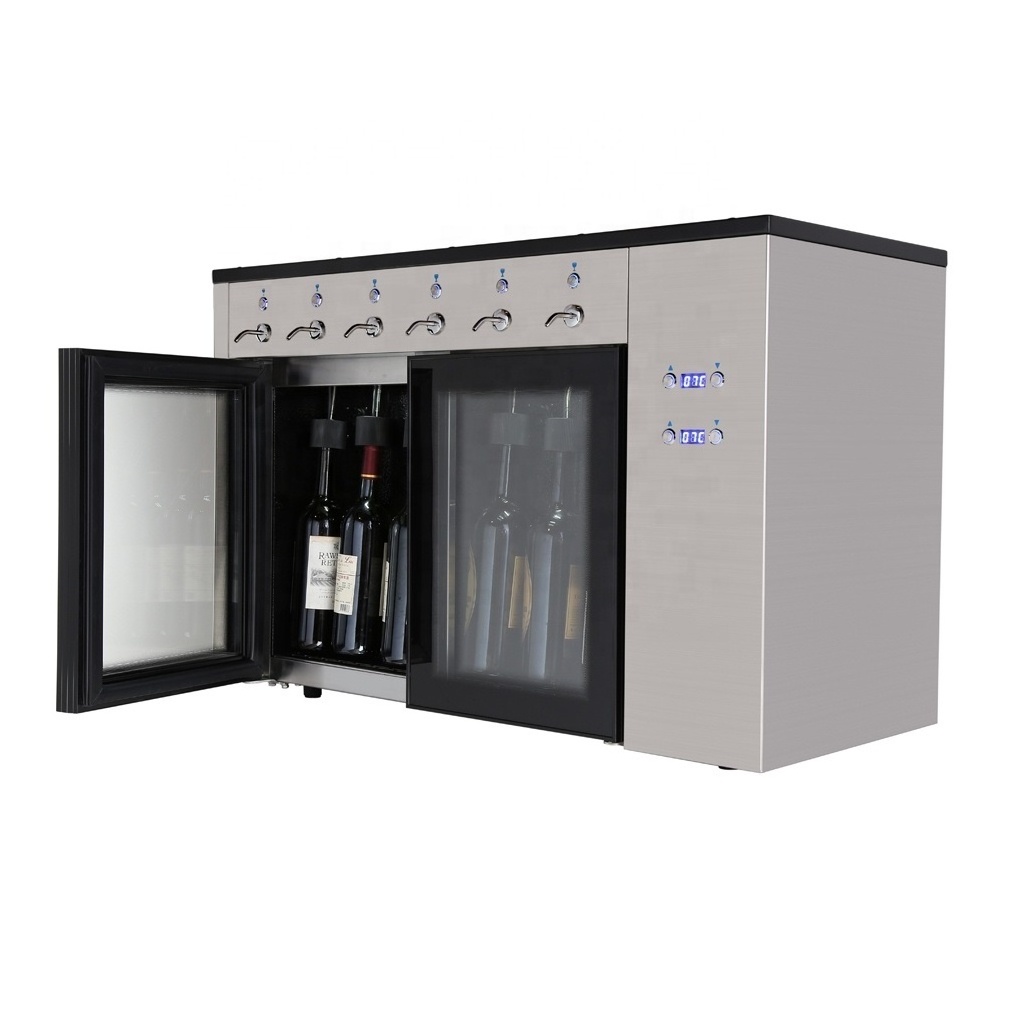 Pvc Tube Automatic 6 Bottle Wine Dispenser And Fridge Stainless Steel