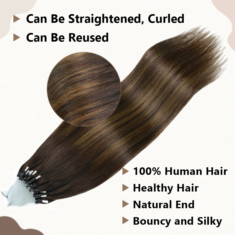 FH Micro Nano Loop Ring Weft Hair Extensions Piano Highlight Remy 100% Human Hair Nano Micro Rings Loop Hair Extensions