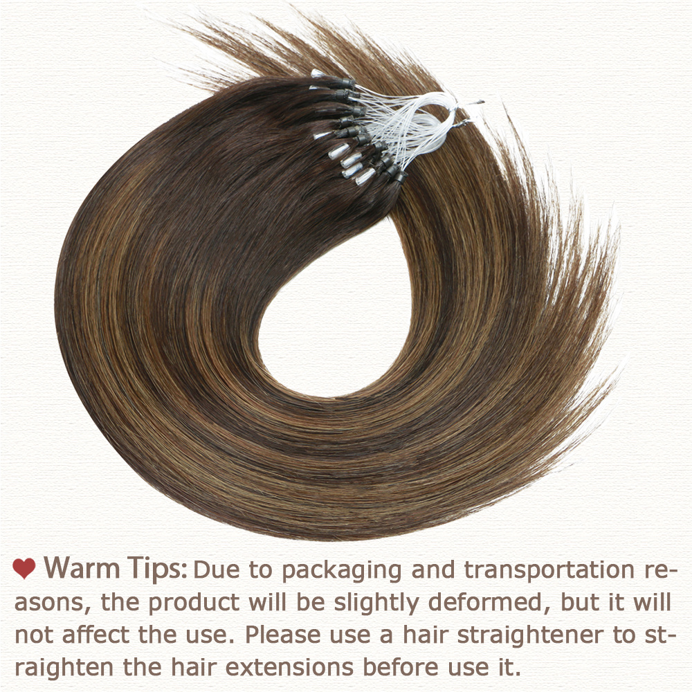 FH Micro Nano Loop Ring Weft Hair Extensions Piano Highlight Remy 100% Human Hair Nano Micro Rings Loop Hair Extensions