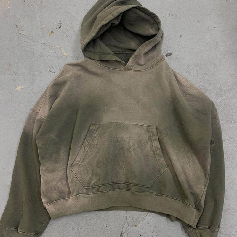 OEM Manufacturer custom cropped hoodies men clothes heavyweight cotton oversized sun faded hoodie blank vintage acid wash hoodie