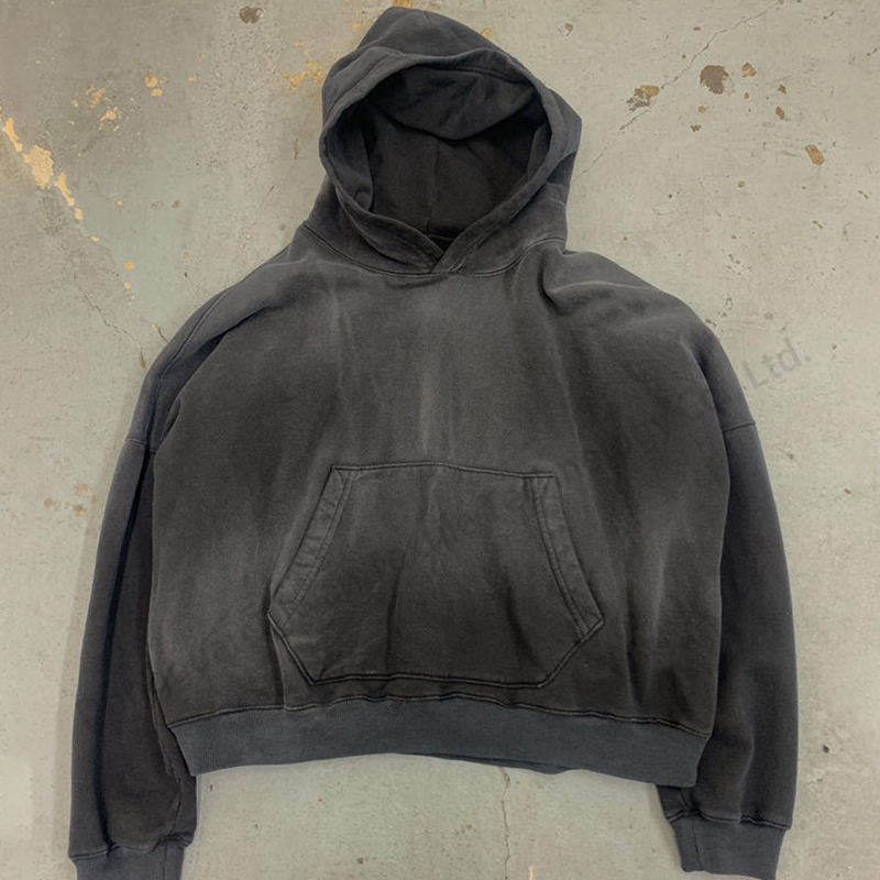 OEM Manufacturer custom cropped hoodies men clothes heavyweight cotton oversized sun faded hoodie blank vintage acid wash hoodie