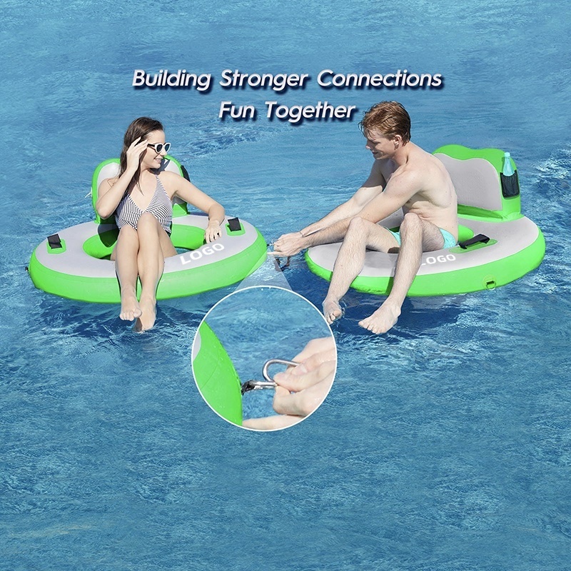 Round Floating Platf Single Beach Water Sport PVC Inflatable Water Hammock with Backrest