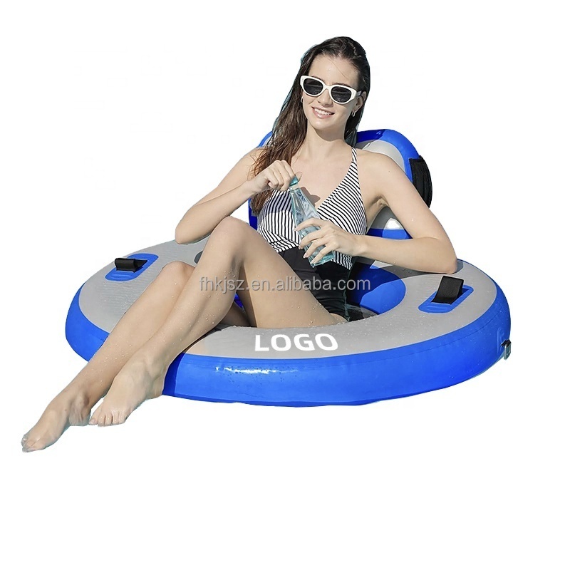 Round Floating Platf Single Beach Water Sport PVC Inflatable Water Hammock with Backrest