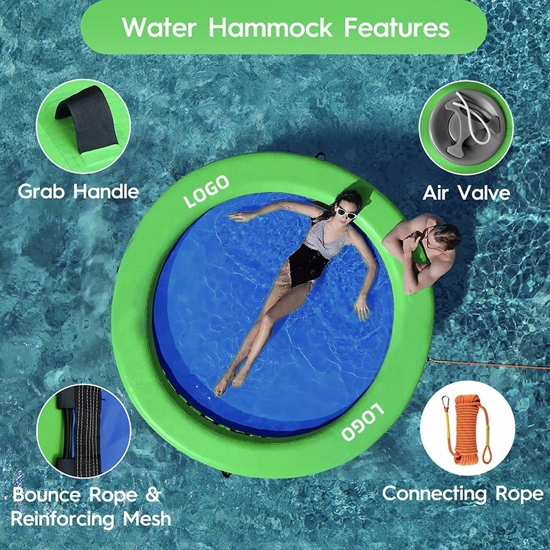 Customized Portable Drop Stitch Circular Mesh Dock Floating Inflatable Water Hammock