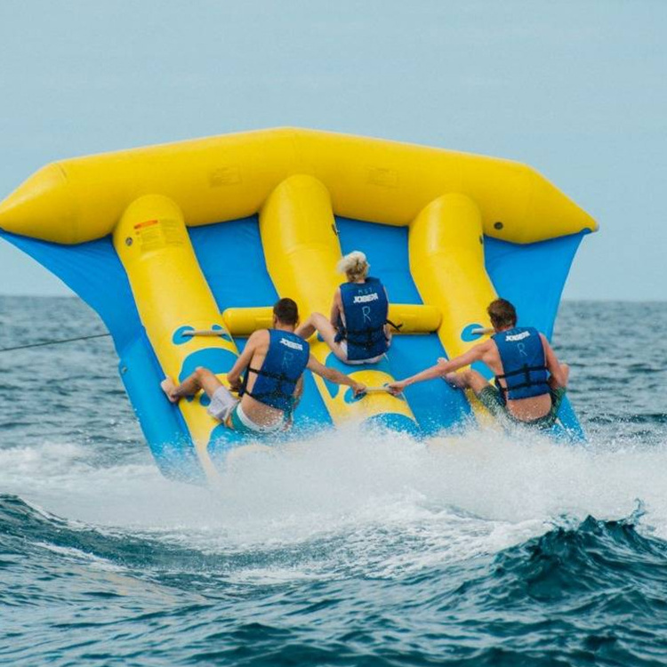 Inflatable Disco Boat Towable Sofa Flyfish Banana Towable Tube Flying Floating Banana Boat 4 6 Seaters Double Tube On Water