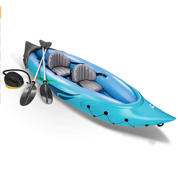 Hot Selling Two Person Drop Stitch Foldable Canoe Boat Whitewater Sea Inflatable Kayak With Accessories