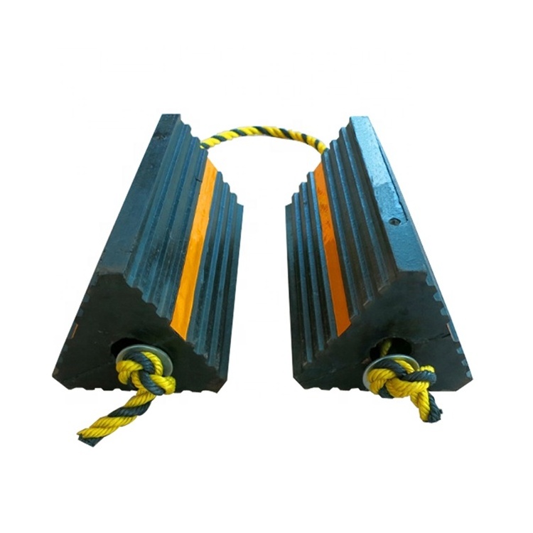 Rubber Wheel Chock with Rope - Aircraft Plane, Trailer, RV, Car, Truck, ATV - Tire Traction Stabilizer Dual Twin Set