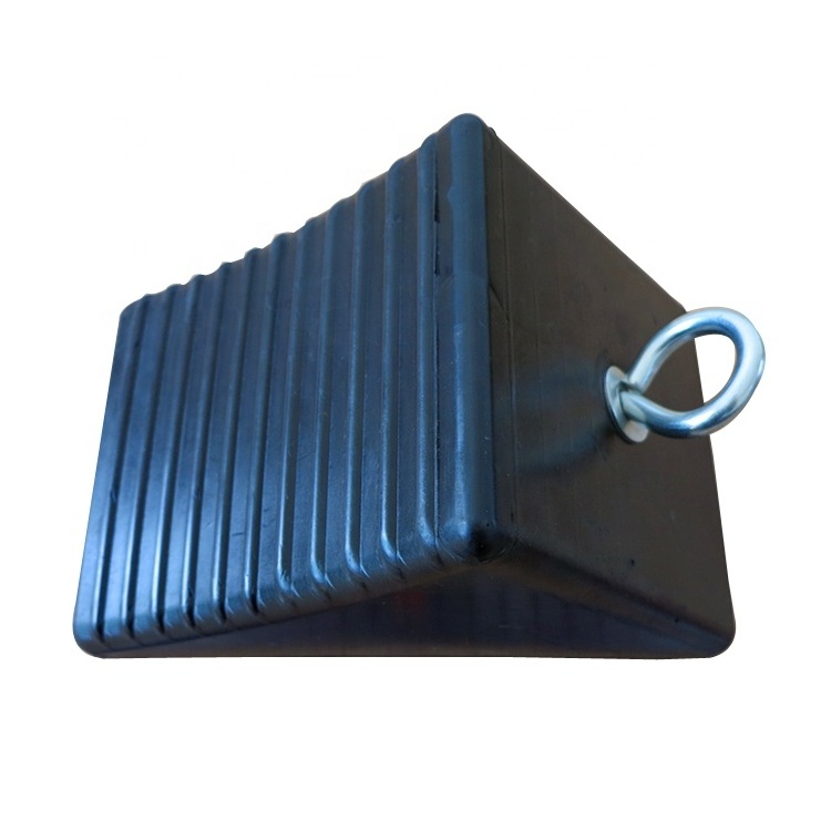 Rubber Trailer Wheel Chock Block With Handle Single Rubber Truck Wheel Chock