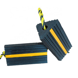 Rubber Wheel Chock with Rope - Aircraft Plane, Trailer, RV, Car, Truck, ATV - Tire Traction Stabilizer Dual Twin Set