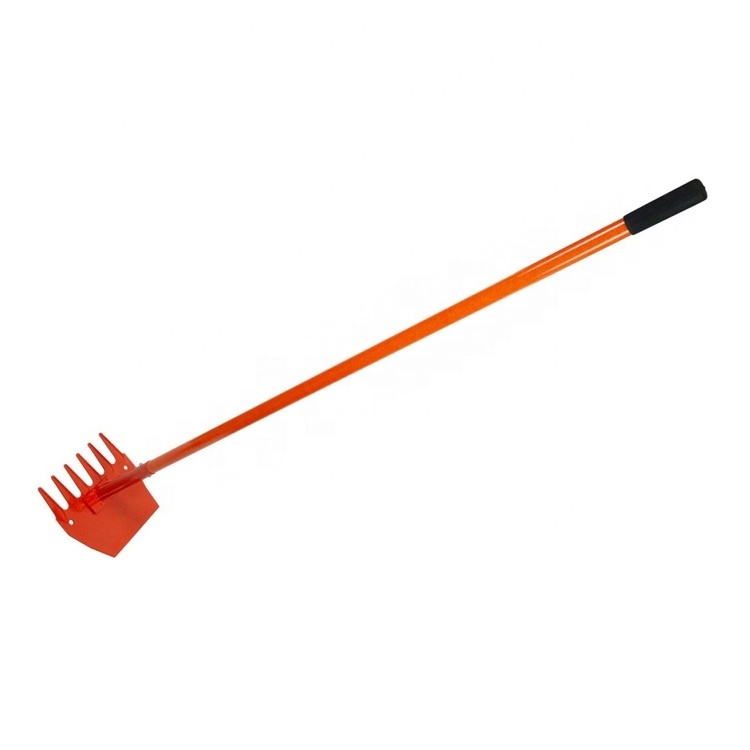 Orange Fire Rake With 1500mm Long Handle Hoe And Rake Combination Tool Ash Fire Fighting Tool