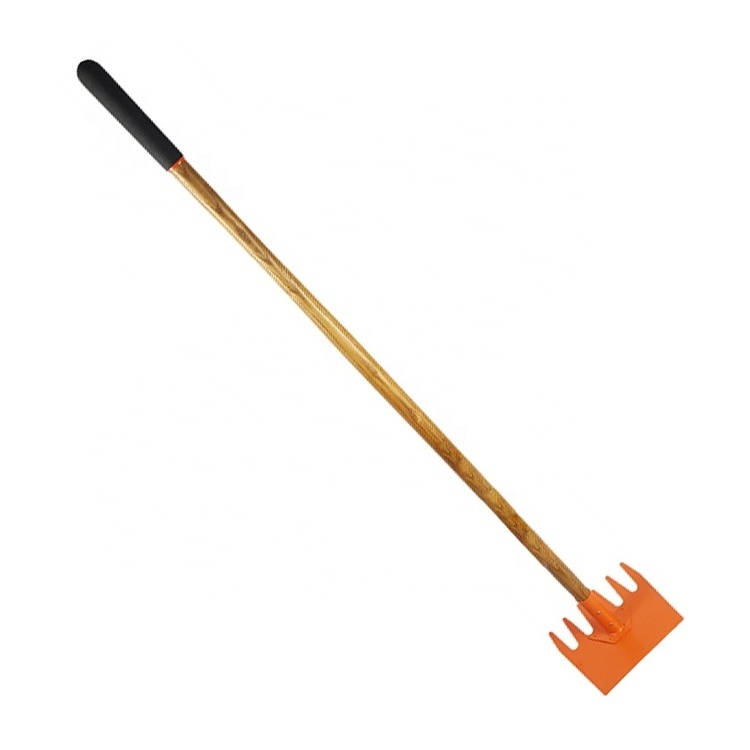 Orange Fire Rake With 1500mm Long Handle Hoe And Rake Combination Tool Ash Fire Fighting Tool