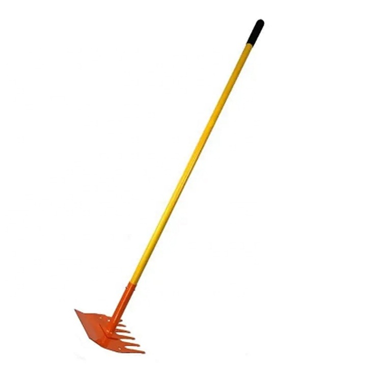 Orange Fire Rake With 1500mm Long Handle Hoe And Rake Combination Tool Ash Fire Fighting Tool