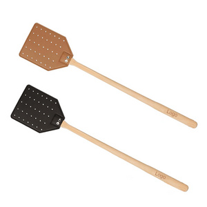 Comfort Hold Heavy-Duty Leather Fly Swatter with Bench Wood Handle