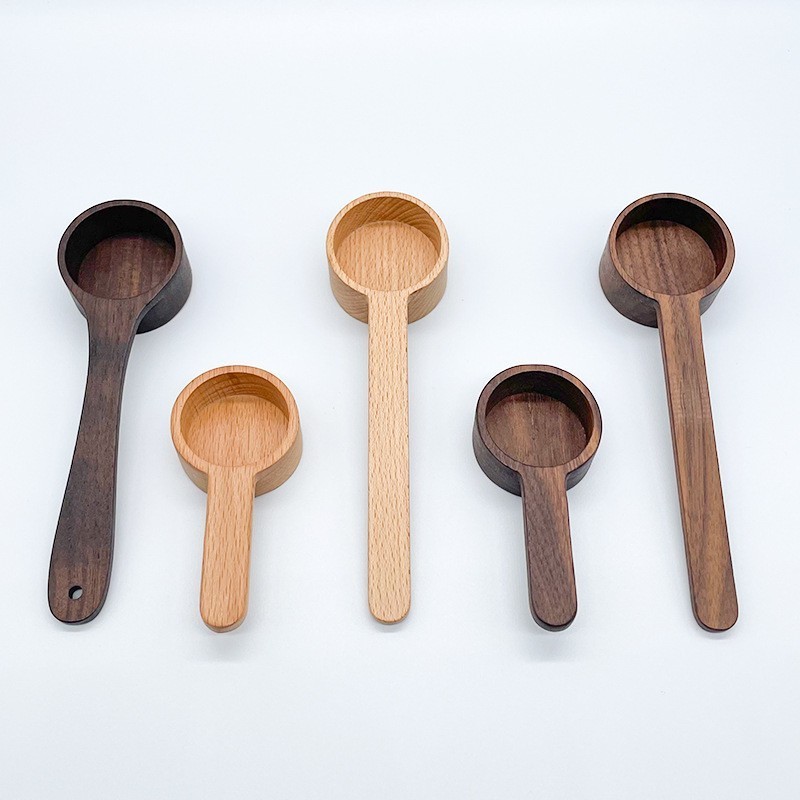 Home Kitchen Tools Utensils  8g Capacity Beech Walnut Wooden Coffee Spoon Measuring for Coffee Beans or Tea