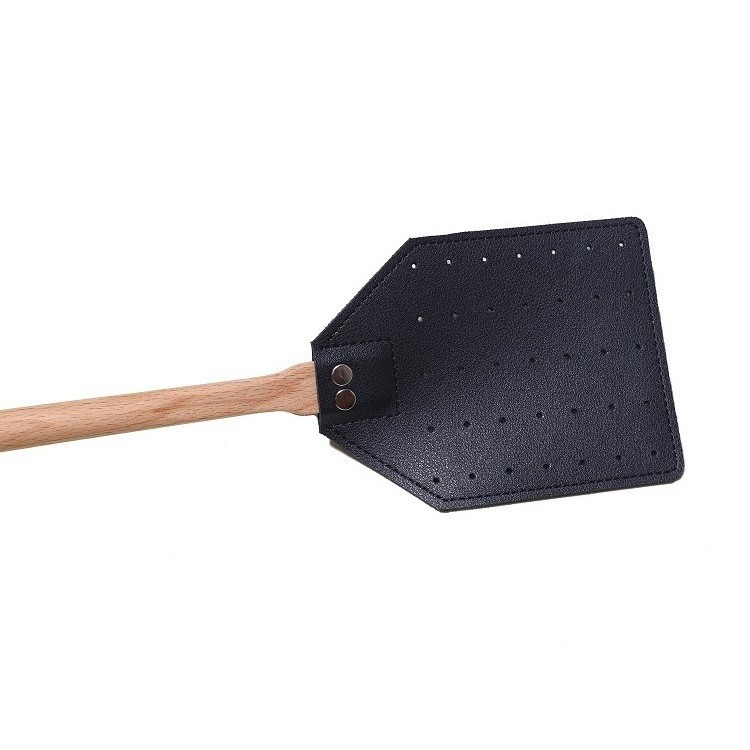 Comfort Hold Heavy-Duty Leather Fly Swatter with Bench Wood Handle