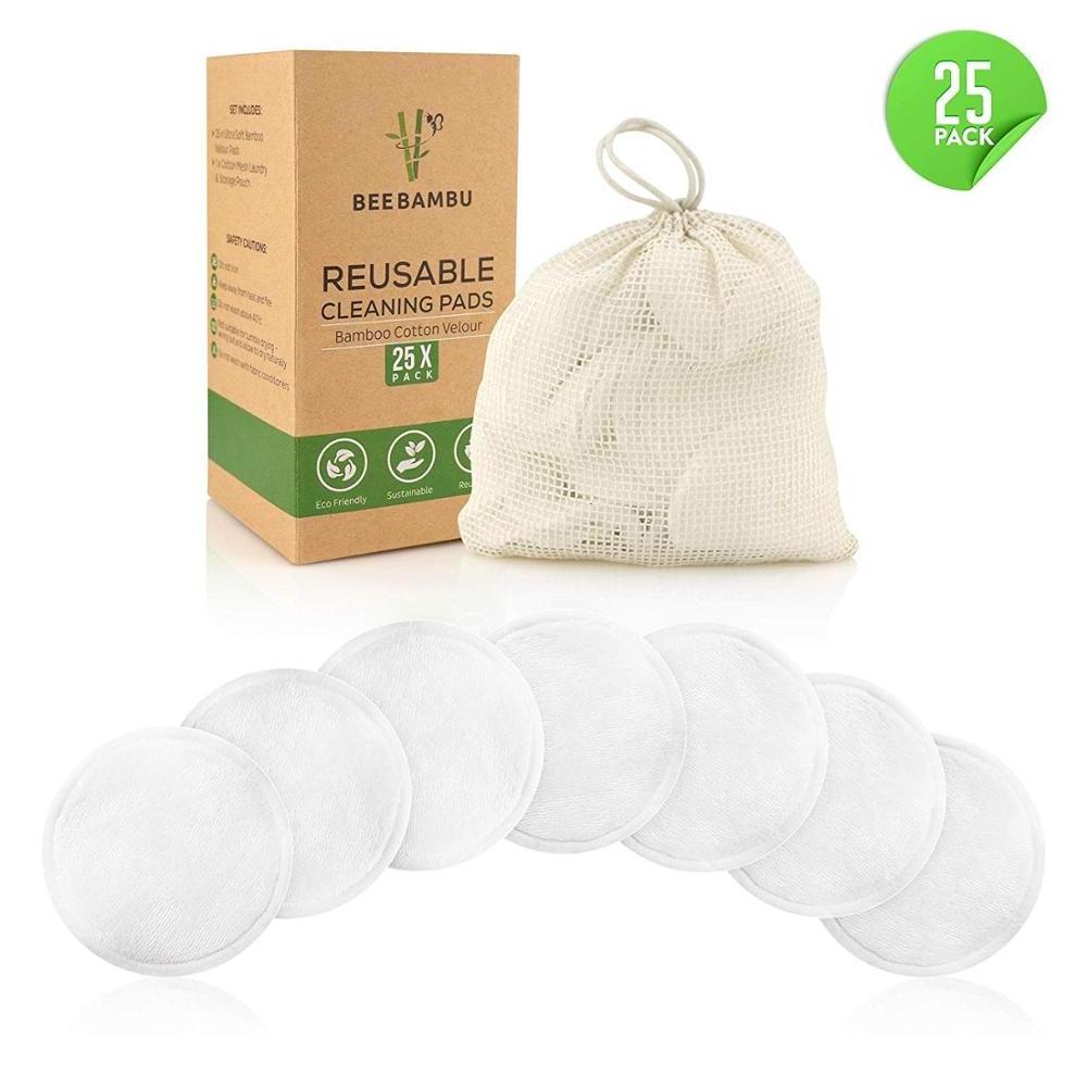 Bamboo Cotton Makeup Remover Pads Washable Facial Cleansing Cloths for Eye Makeup Remove Face Wipe