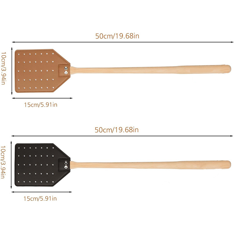 Comfort Hold Heavy-Duty Leather Fly Swatter with Bench Wood Handle