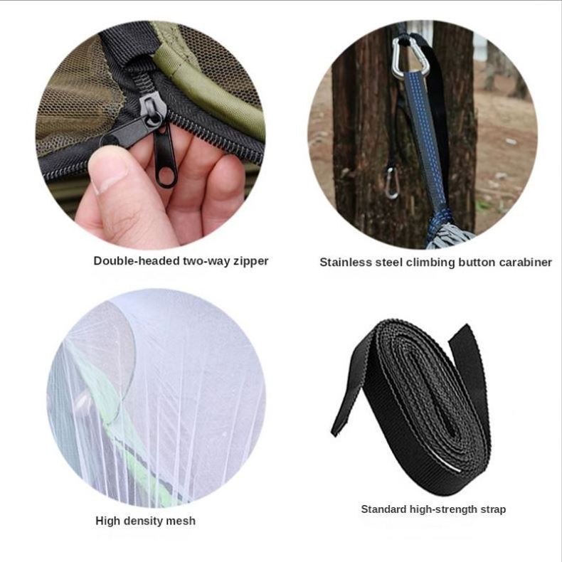 Hiking gear Automatic Quick-opening Mosquito Net Hammock Outdoor Camping Pole Hammock swing  Anti-rollover Nylon Rocking Chair