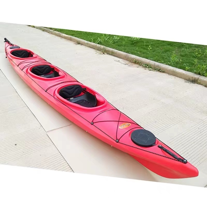 Three person ocean boat canoe pieces strong hull body roto-molded three person sit in kayak for touring and rent business