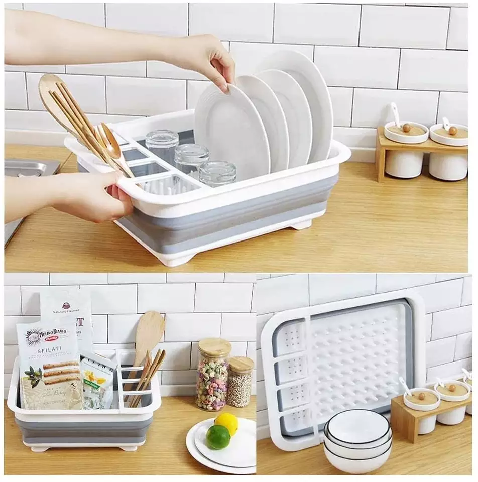 Kitchen adjustable dish drying rack foldable dish drying rack collapsible dish drying  rack and plate storage holder