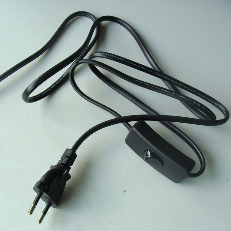 European 2 pin ac power cord cable with electrical Plugs switch