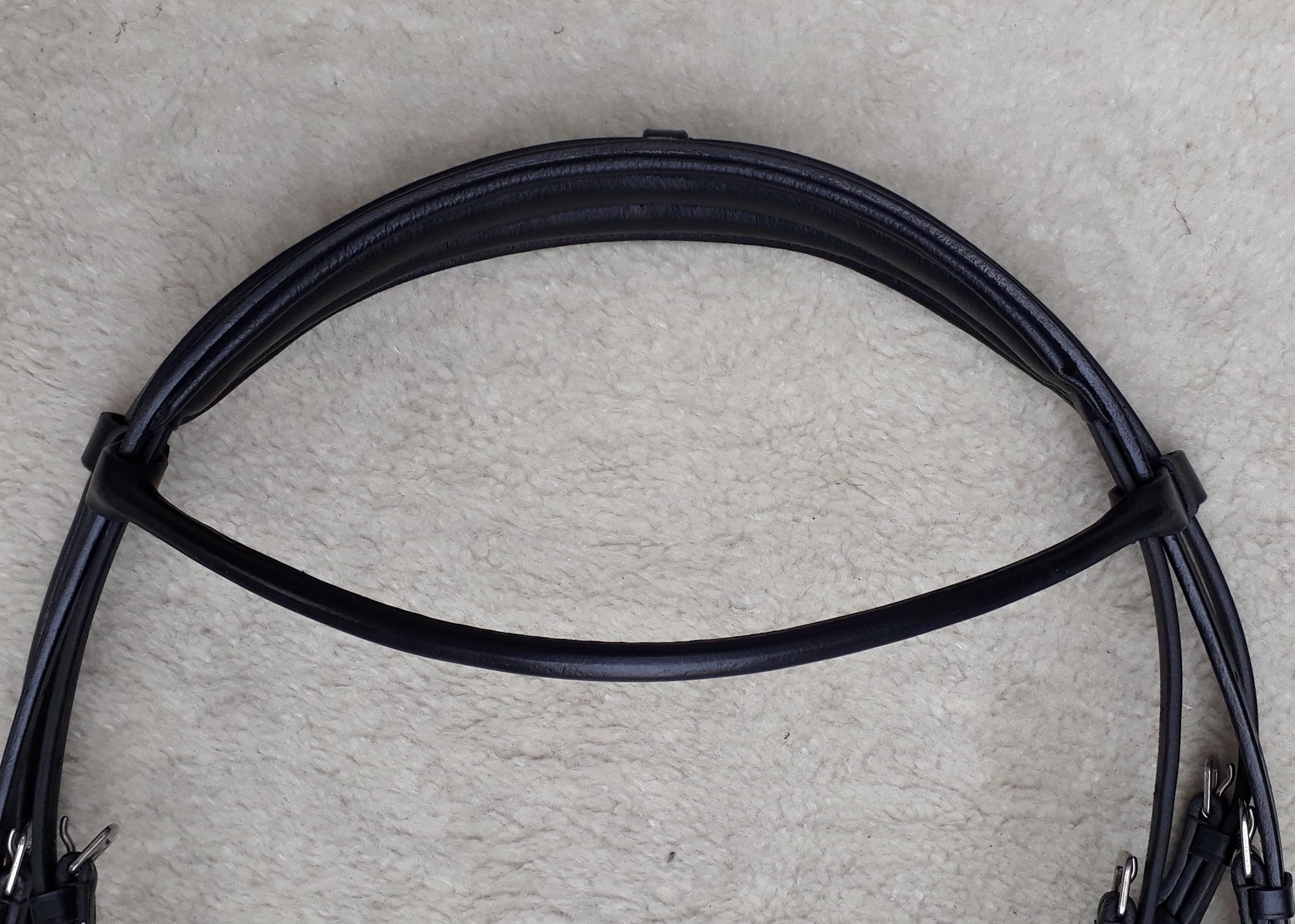 Premium Quality - Rolled Leather Horse Bridle - Rolled Leather Reins with Side Rubber Grip - Rolled Leather Brow-band