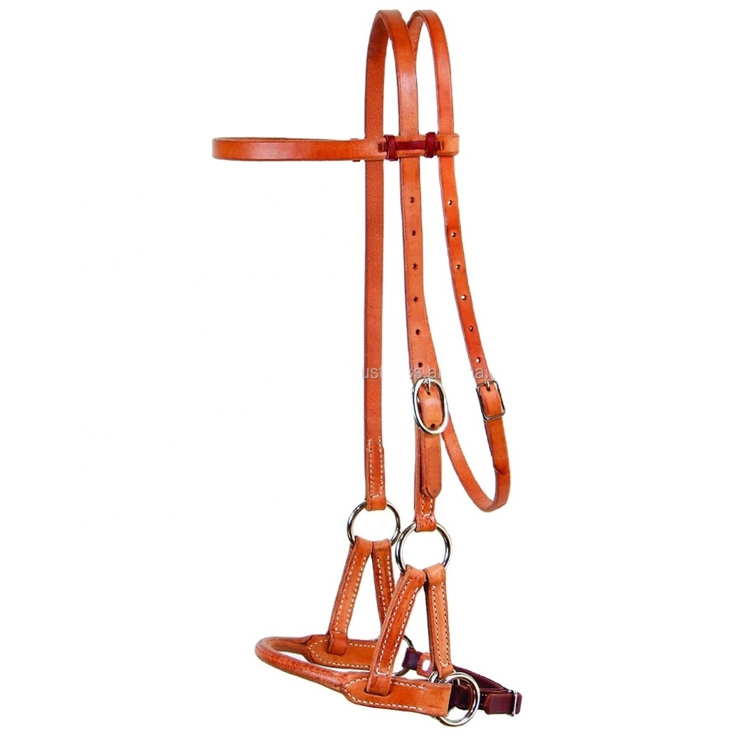 Best Quality - Side Pull Leather Horse Bridle - Western Bitless Bridle with American Cow Hide Harness