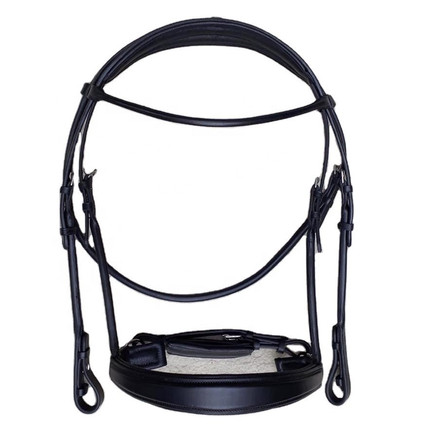 Premium Quality - Rolled Leather Horse Bridle - Rolled Leather Reins with Side Rubber Grip - Rolled Leather Brow-band