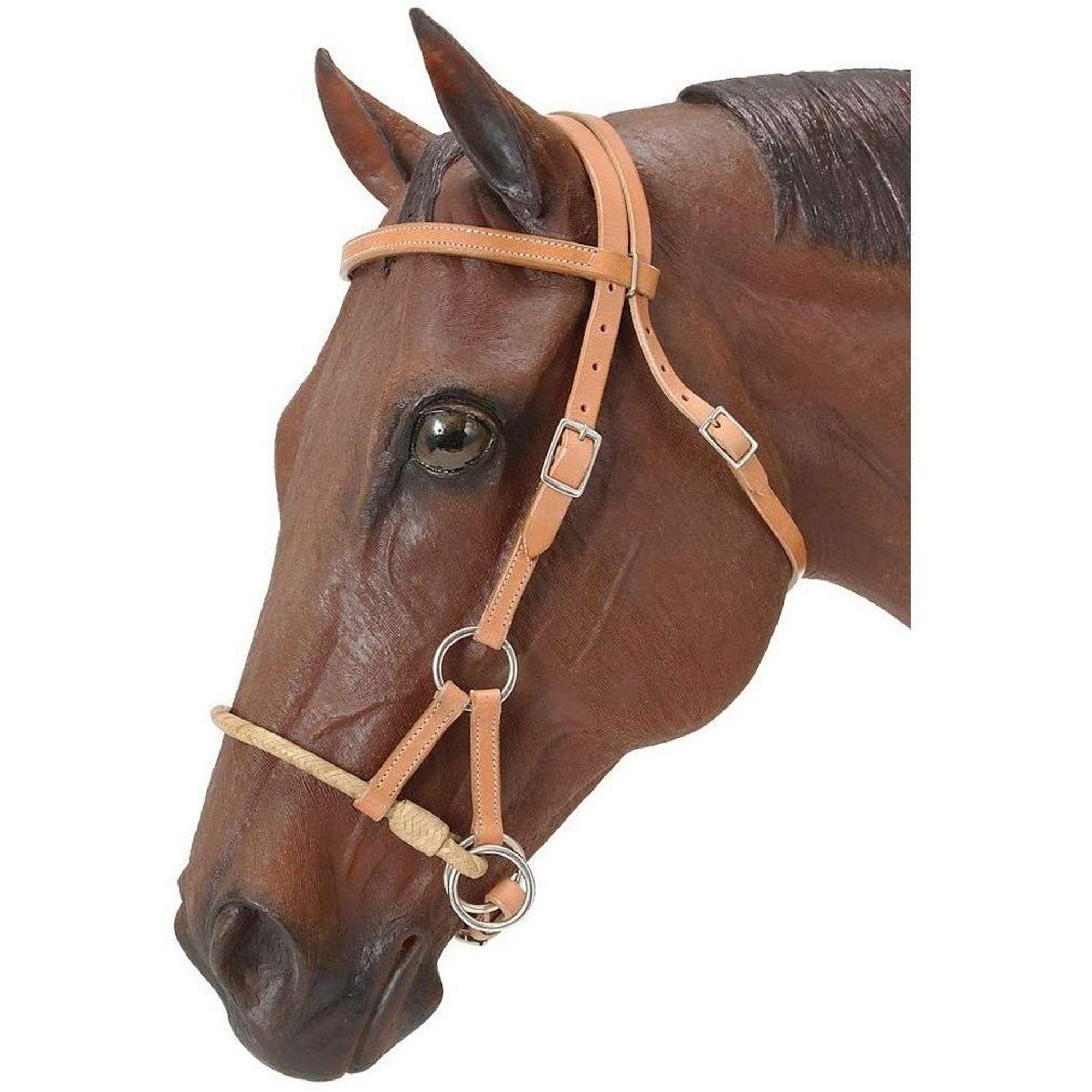 Top Quality - Rawhide Single Rope Side Pull Leather Bridle - Western Horse Bridle - Bitless Bridle - American Cow Harness