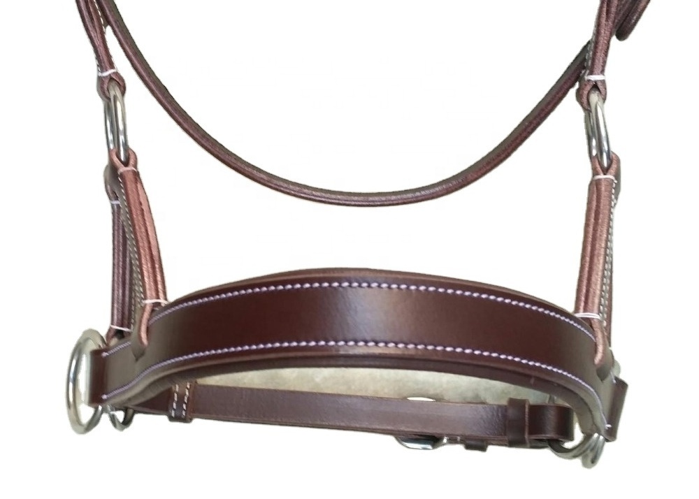 Bittless Leather Horse Bridle - Padded Side pull horse Bridle