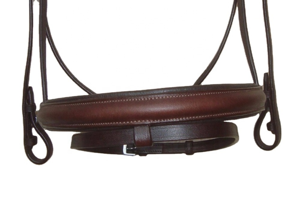 Stunning Leather Horse Dressage Bridle - Raised Padded Nose-band with flash - Mega Bling Straight Brow-band