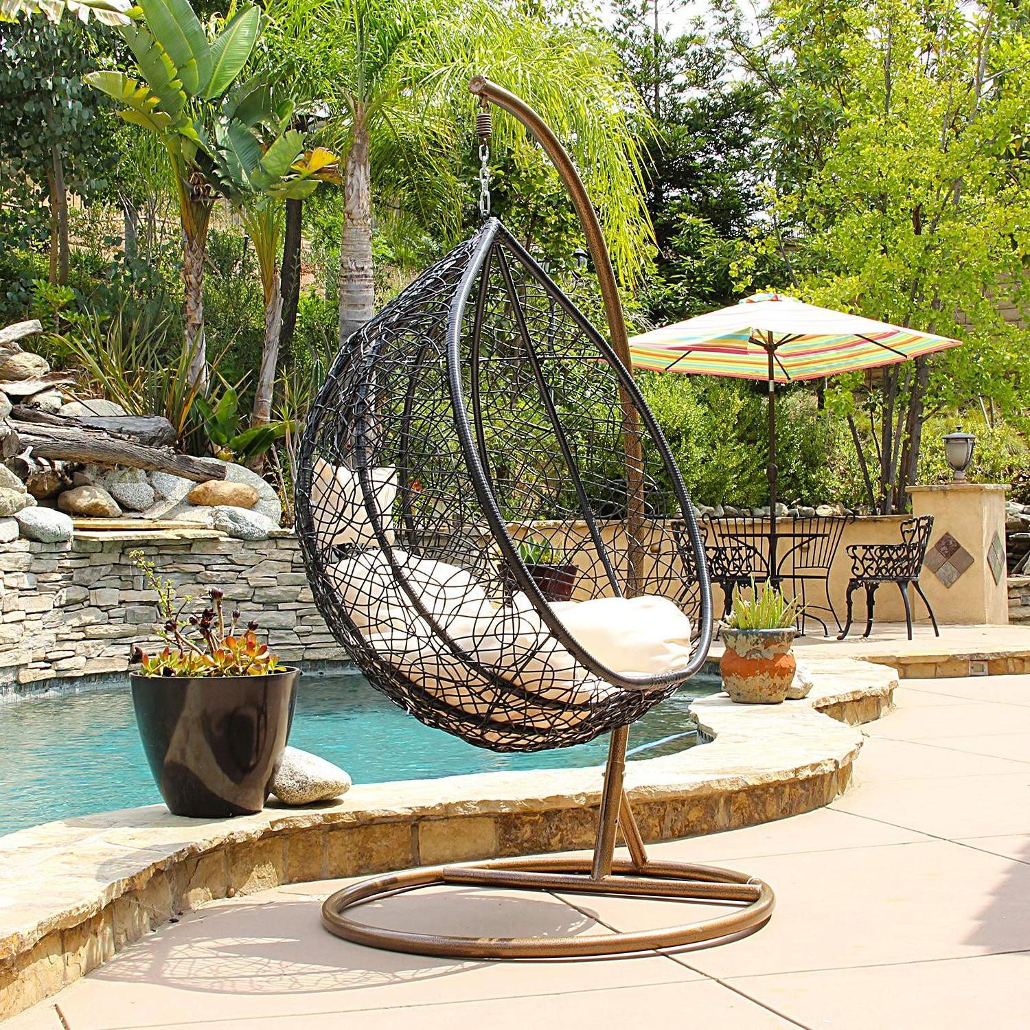 Hot Sell Outdoor Hanging Rattan Egg Chair Garden Swings Hanging Chair Leisure  Weave Patio Swing Chair