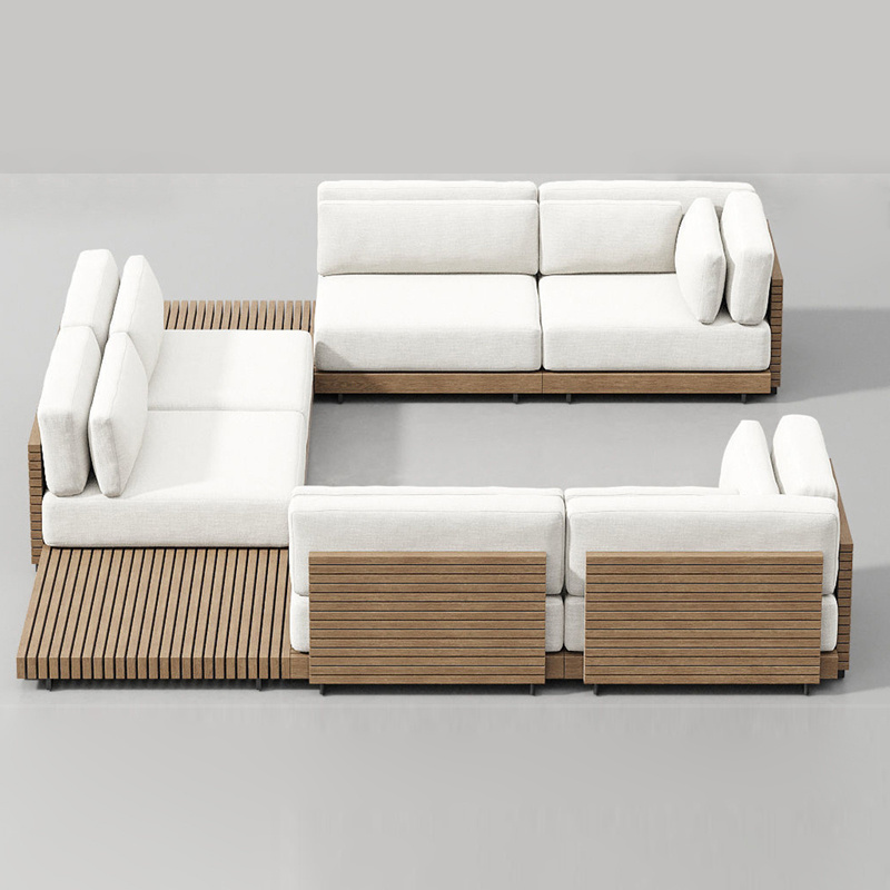 Wholesale Latest Design Style Modern L Shape Outdoor Patio Corner Teak Wood Sofa Garden Furniture Set