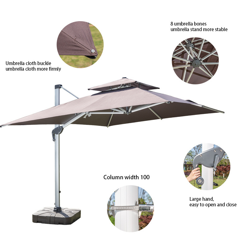 Outdoor Sun Solar LED Panels Light Patio Roma Parasol Roman Umbrella For Garden Shading