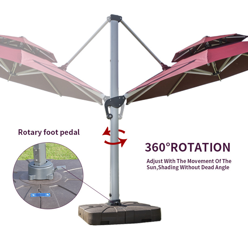 Outdoor Sun Solar LED Panels Light Patio Roma Parasol Roman Umbrella For Garden Shading