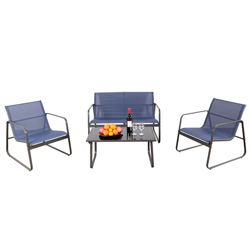 Muebles de Jardin Conjuntos Sofa 4 Plazas Textileno Gris negro Azul moderno patio Garden sofa set muebles de jardin 4 piezas