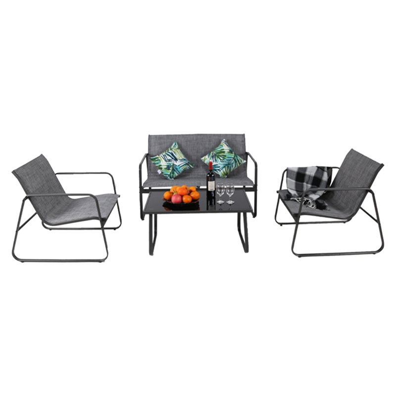 Muebles de Jardin Conjuntos Sofa 4 Plazas Textileno Gris negro Azul moderno patio Garden sofa set muebles de jardin 4 piezas