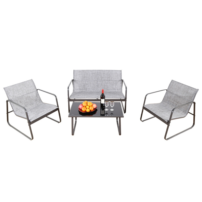 Muebles de Jardin Conjuntos Sofa 4 Plazas Textileno Gris negro Azul moderno patio Garden sofa set muebles de jardin 4 piezas