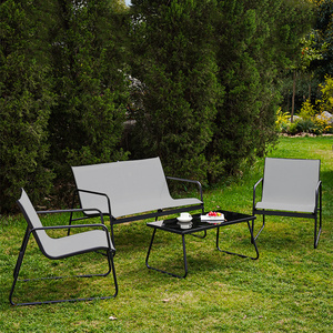 Muebles de Jardin Conjuntos Sofa 4 Plazas Textileno Gris negro Azul moderno patio Garden sofa set muebles de jardin 4 piezas