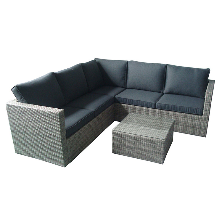 Outdoor Rattan 4 Piece L Shape Sectional Deep Seating Garden Sofa Sets Outdoor Furniture Rattan Patio Sofa