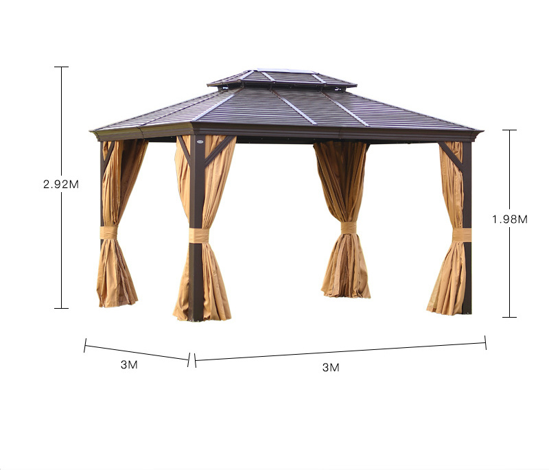 Factory wholesale Backyard furniture 3*3m/3*4m Aluminum luxury Outdoor Hardtop gazebo outdoor